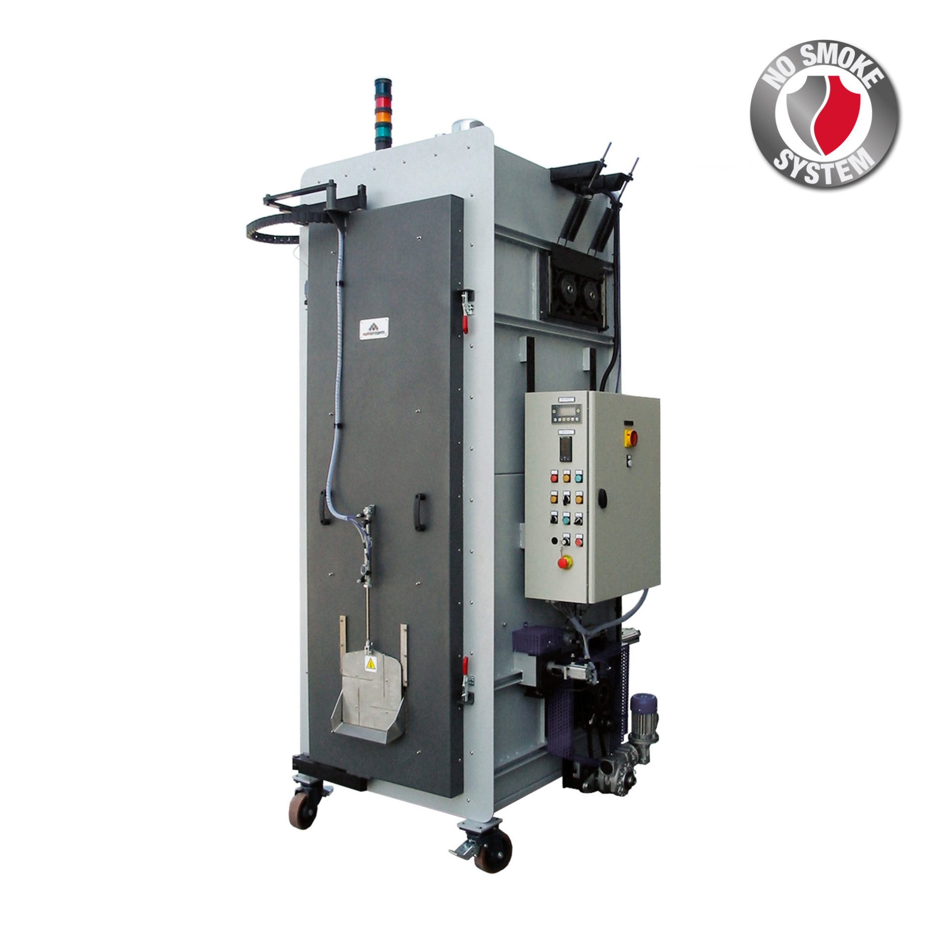 Electric ventilated furnace with vertical chamber and bucket elevator